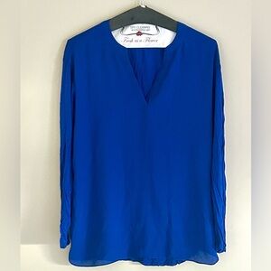 INC Women's Long-Sleeve V-Neck Blouse - Royal Blue.  Lightweight and comfortable